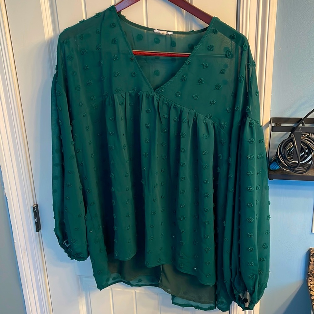 Chic Soul Love Is Catching Blouse, Hunter Green Top